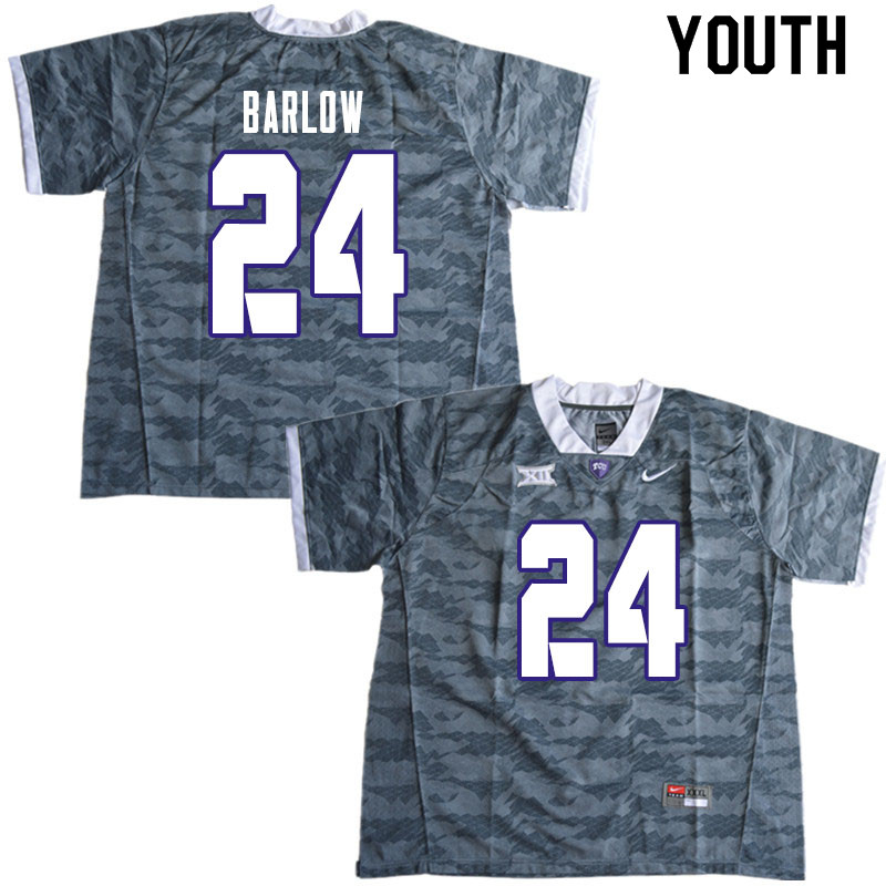 Youth #24 Darwin Barlow TCU Horned Frogs College Football Jerseys Sale-Gray - Click Image to Close